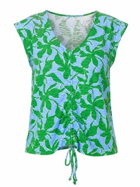 Tribal Floral V-Neck Sleeveless Top XS NWT Green Blue Extra Small